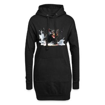 Tasmanischer Teufel im Wasser - Hoodie-Kleid - Schwarz - Vorne
