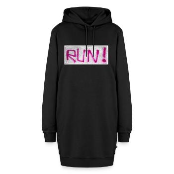 Graffiti PINK text RUN - Hoodie Dress - black - Front