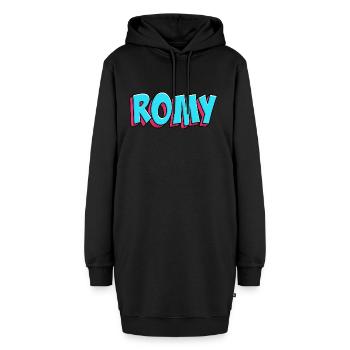 Namen Motiv: Romy - Hoodie-Kleid - Schwarz - Vorne - AI Model Female 172 light (172cm)