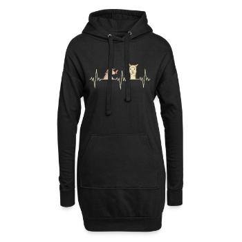 Alpaga Heartbeat Sheep Alpaga Cadeau - Sweat-shirt à capuche long Femme - noir - Devant