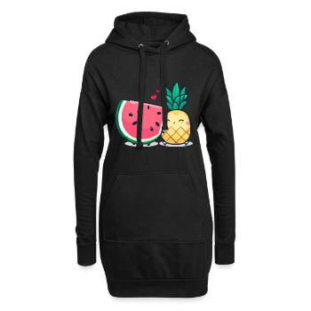 Les meilleurs amis de la pastèque et de l’ananas - Sweat-shirt à capuche long Femme - noir - Devant