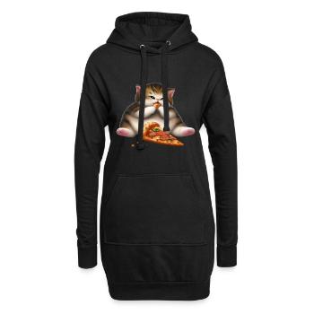 Pizza Liebhaber Katze - Hoodie-Kleid - Schwarz - Vorne
