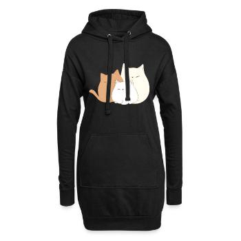 3 chatons - Sweat-shirt à capuche long Femme - noir - Devant