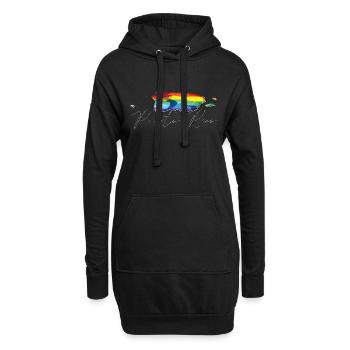 Porto Rico (États-Unis) | Drapeau réel | Texte LGBTQIA+ - Sweat-shirt à capuche long Femme - noir - Devant