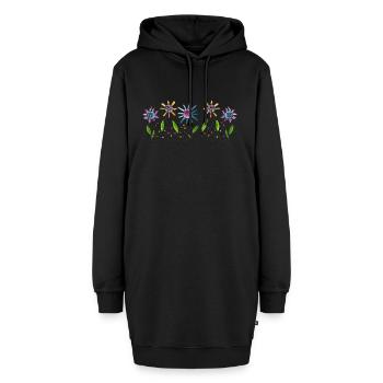 Blumen - Hoodie-Kleid - Schwarz - Vorne
