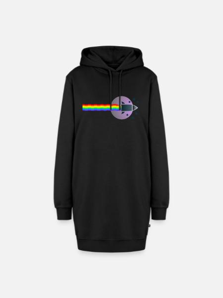 Nyam Rainbow Rocket to the Moon - Hoodie-Kleid - Schwarz