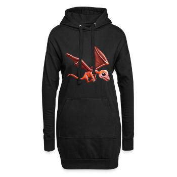 Fliegender Pterodaktylus - Hoodie-Kleid - Schwarz - Vorne
