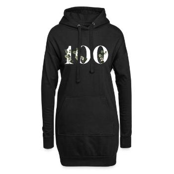 Numéro 100 floral vert - 100e anniversaire floral - Sweat-shirt à capuche long Femme - noir - Devant
