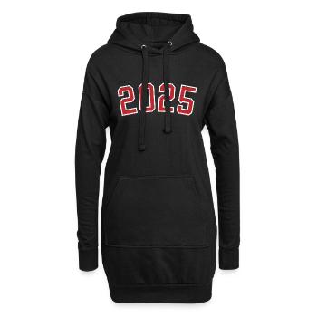Geburtsjahr Sport 2025 - Hoodie-Kleid - Schwarz - Vorne