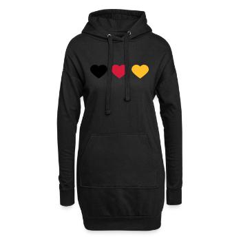 3 Herzen Deutschland Flagge Farben Liebe Deutsch - Hoodie-Kleid - Schwarz - Vorne