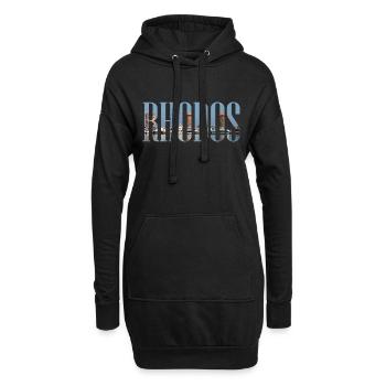 Rhodes vacances avec plage, Moulins à vent Grèce - Sweat-shirt à capuche long Femme - noir - Devant