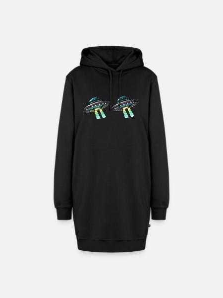 Ufos Untertasse Comic - Hoodie-Kleid - Schwarz