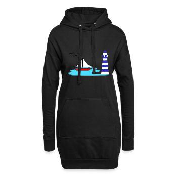 Bateau phare - Sweat-shirt à capuche long Femme - noir - Devant