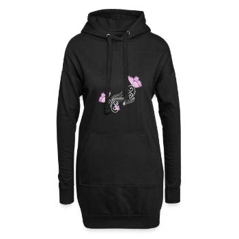 papillons tribaux - Sweat-shirt à capuche long Femme - noir - Devant