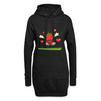 Rote Erdbeere Liebliengsmensch Herz - Hoodie-Kleid - Schwarz - Vorne