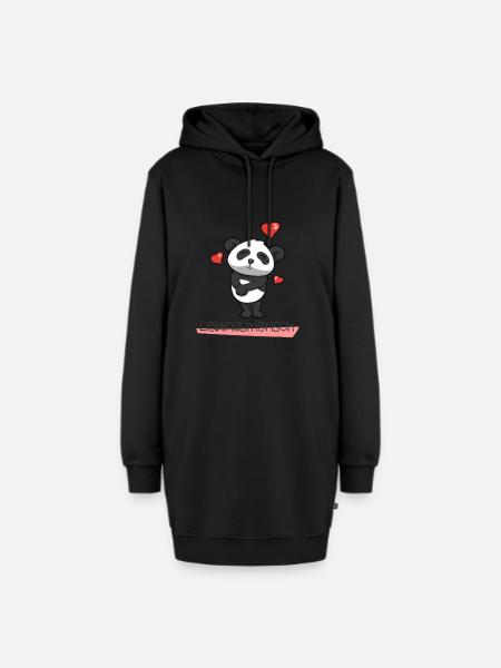 Panda mit Herz Lieblingsmensch - Hoodie-Kleid - Schwarz