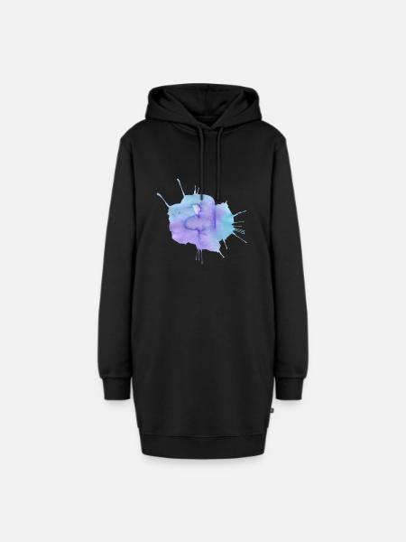 Farbklecks - Hoodie-Kleid - Schwarz