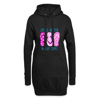 Life is better in Flip Flops - Hoodie-Kleid - Schwarz - Vorne