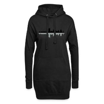 Skyline Leipzig Schatten - Hoodie-Kleid - Schwarz - Vorne