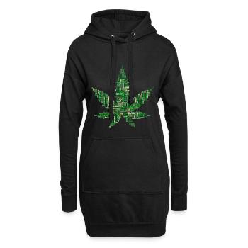 Weed marijuana feuille de cannabis - Sweat-shirt à capuche long Femme - noir - Devant