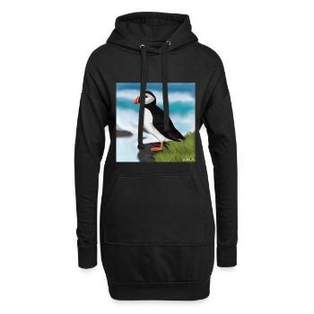Illustration de conception d'oiseau macareux moine peint - Sweat-shirt à capuche long Femme - noir - Devant