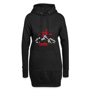 Phoenix, oiseau au-dessus des montagnes, rouge, blanc - Sweat-shirt à capuche long Femme - noir - Devant