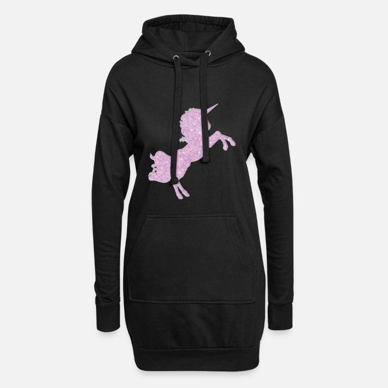 Einhorn - Hoodie-Kleid - Schwarz