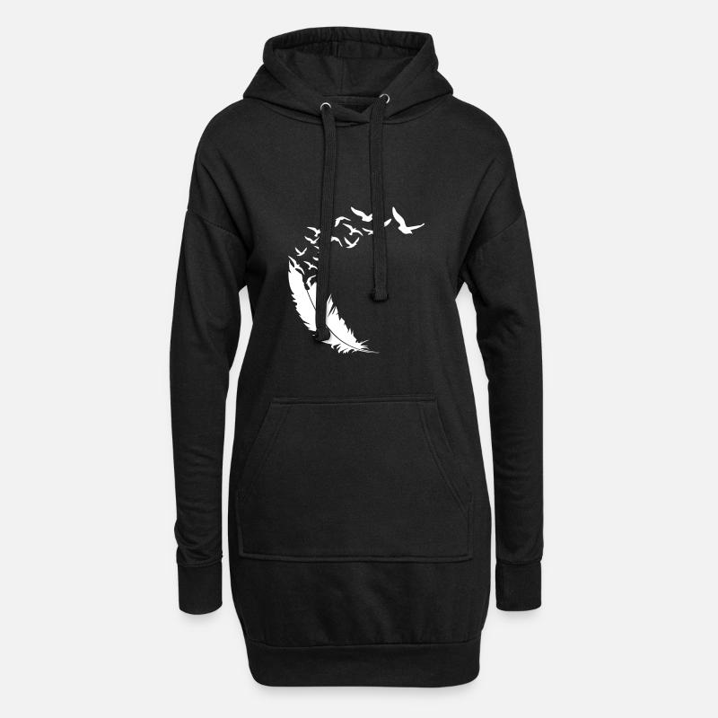 Feder - Vögel - Vogelschwarm - Abstrakte Kunst - Hoodie-Kleid - Schwarz