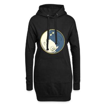 Katzen Ying Yang - Hoodie-Kleid - Schwarz - Vorne