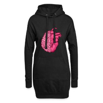 Herz vs. Gehirn Kopf gegen Herz Verstand vs. Herz - Hoodie-Kleid - Schwarz - Vorne