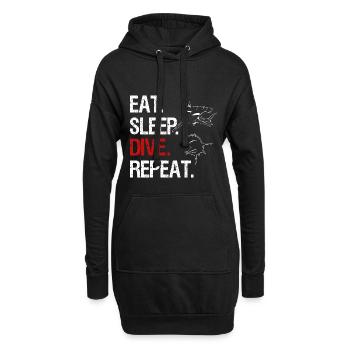 Eat Sleep Dive Repeat - Requin marteau - Sweat-shirt à capuche long Femme - noir - Devant