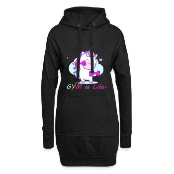 Gym Unicorn - Hoodie-Kleid - Schwarz - Vorne