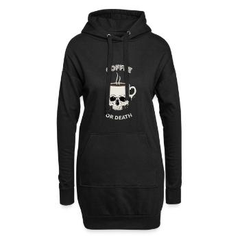 Kaffee oder Tod - Hoodie-Kleid - Schwarz - Vorne
