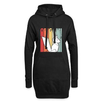 Origami Fuchs | Papier Falten Tiere Geschenkideen - Hoodie-Kleid - Schwarz - Vorne