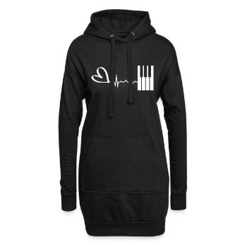 Klavier Musik - Hoodie-Kleid - Schwarz - Vorne