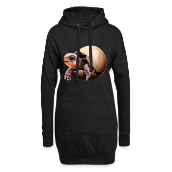 Schildkröte schlüpft aus dem Ei - Hoodie-Kleid - Schwarz - Vorne