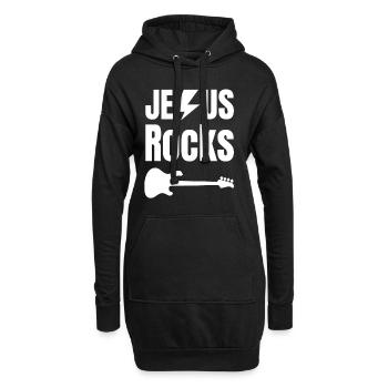 Jesus Rocks pour les chrétiens croyants catholiques - Sweat-shirt à capuche long Femme - noir - Devant