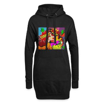 Pop Art - Hoodie-Kleid - Schwarz - Vorne