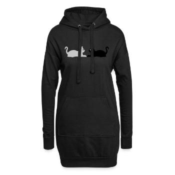 Yin Yang Katzen Team - Hoodie-Kleid - Schwarz - Vorne