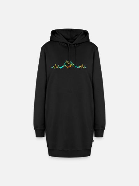 Herzschlag Mountainbike - Hoodie-Kleid - Schwarz