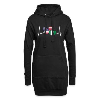 Génial Nigerian American Heartbeat Nigérian - Sweat-shirt à capuche long Femme - noir - Devant