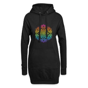 Mandala - Hoodie-Kleid - Schwarz - Vorne