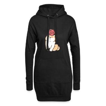 Shiba Inu Chien mignon avec dés D20 - Sweat-shirt à capuche long Femme - noir - Devant