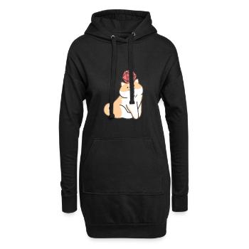 Kawaii Hund mit Polyedal D20 Würfel Doge Liebhaber - Hoodie-Kleid - Schwarz - Vorne