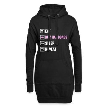 Eat Buy Handbags Sleep Repeat / Handbag Shopping - Hoodie-Kleid - Schwarz - Vorne