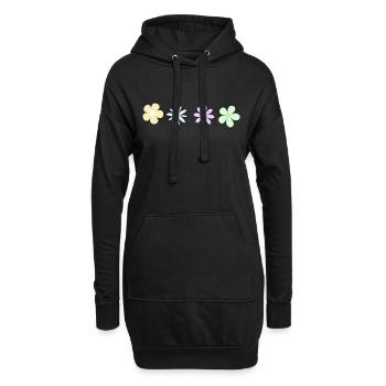 Minimalistische Blumen - Hoodie-Kleid - Schwarz - Vorne