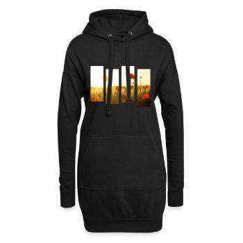 Champ de coquelicots - Sweat-shirt à capuche long Femme - noir - Devant