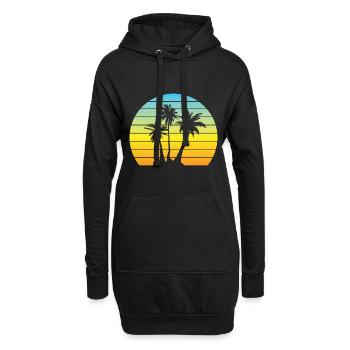 Palm Sun Vintage Vacances Palmiers Rétro Été - Sweat-shirt à capuche long Femme - noir - Devant