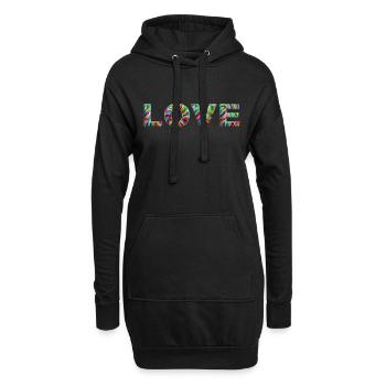 LOVE Zotteliges Fell Bunt - Hoodie-Kleid - Schwarz - Vorne