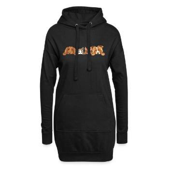 Zwei süße Katzen und zwei Hunde - Hoodie-Kleid - Schwarz - Vorne